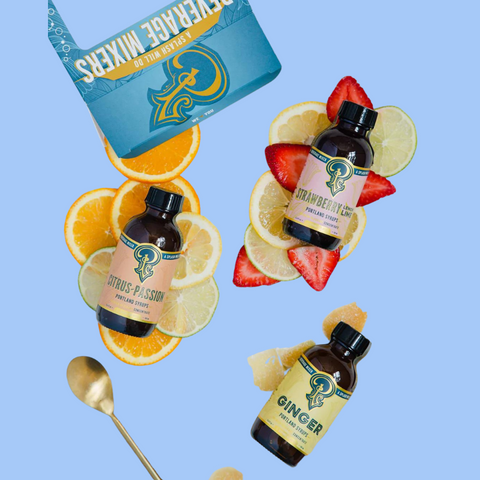 Cocktail Syrup Sampler Set- Ginger, Citrus Passion, Strawberry Lemon Lime