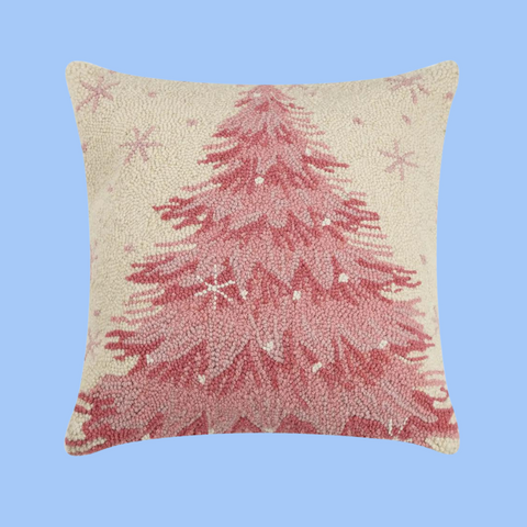 Pink Christmas Tree Hook Pillow