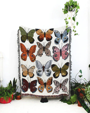 Butterfly & Moth Cotton Throw Blanket