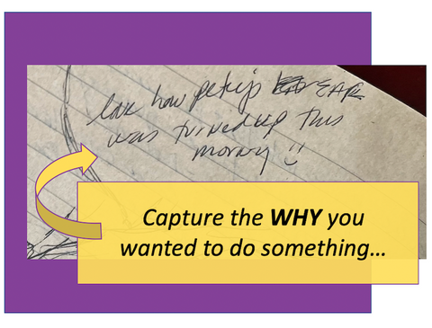 Capture the WHY you wanted to do something as part of the process