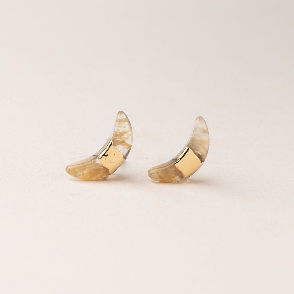 Scout Curated Wears Crescent Moon Stud Citrine &amp; Gold