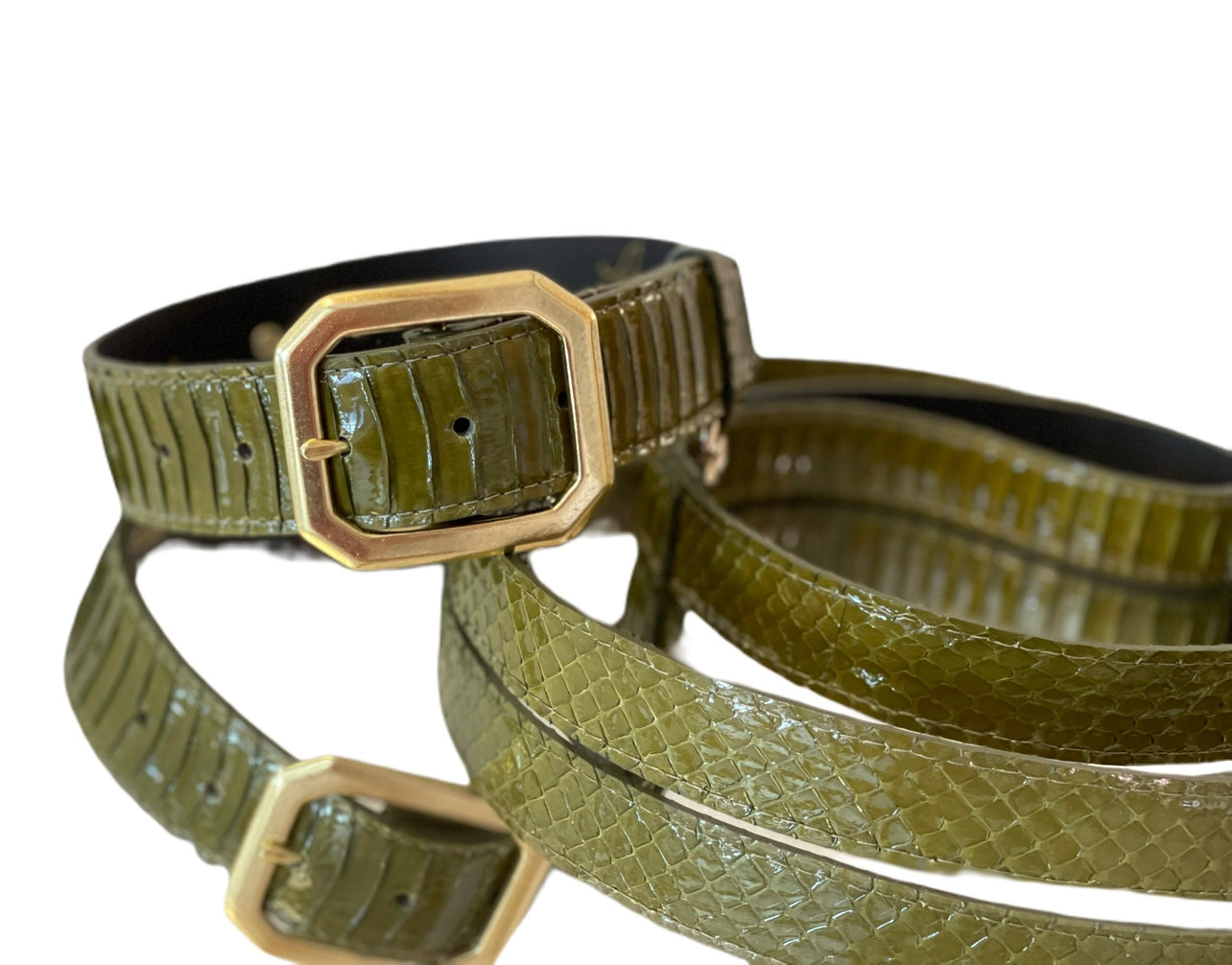 Luxury Pet Fashion Olive Snakeskin Collar & Leash Set