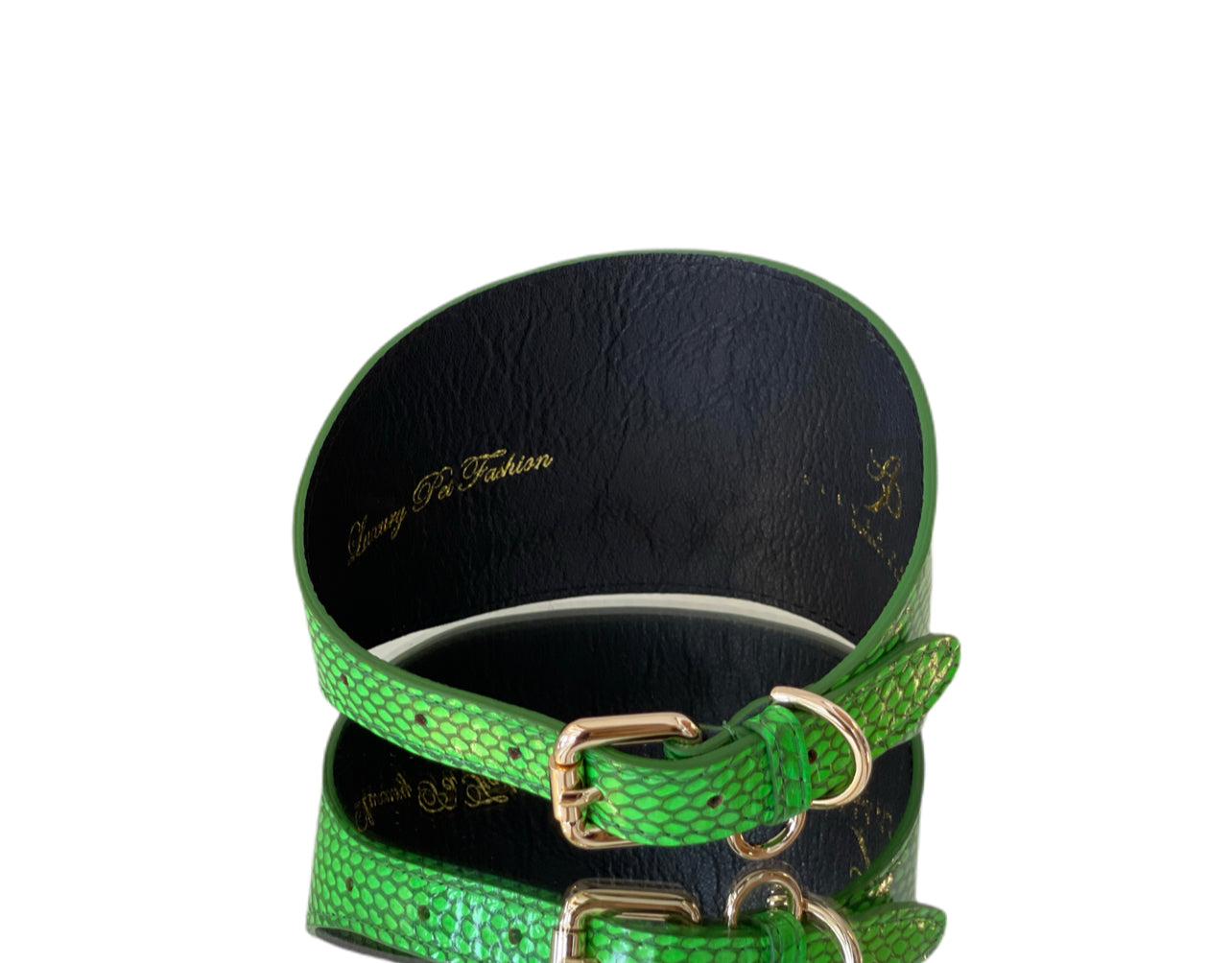 Luxury Pet Fashion Neon Green Snake 4  Oval Collar