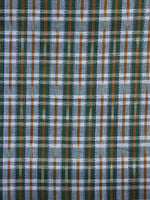 Green Rust White Pochampally Hand Weaved Ikat Fabric Per Meter - F003F1268