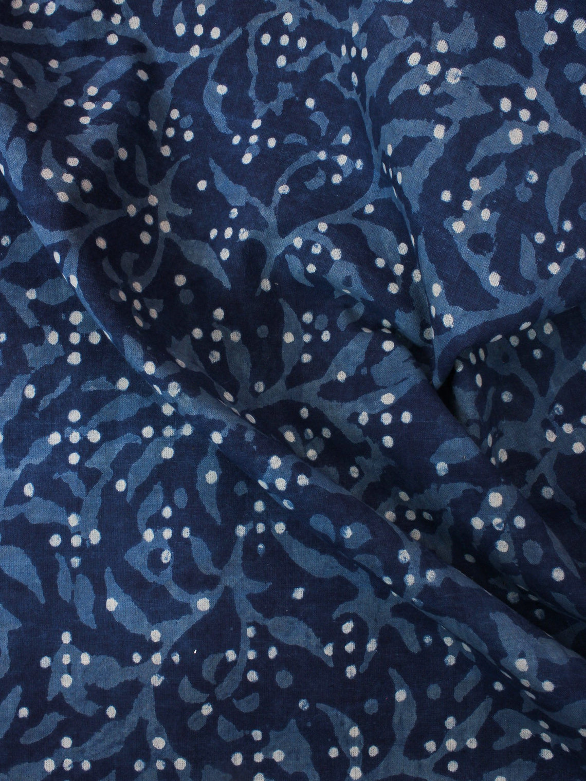 Indigo Blue White Hand Block Printed Cotton Fabric Per Meter - F091635 ...