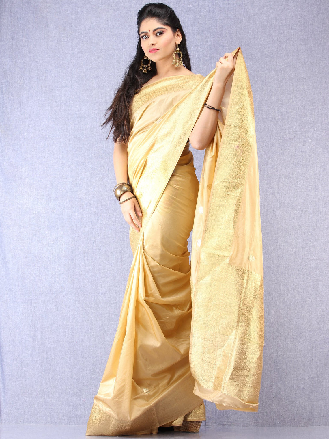 Banarasee Pure Katan Silk Saree With Zari Work Indubindu