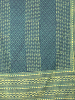 Deep Indigo Green Cotton Hand Block Printed Dupatta With Handmade Potli Tassels - D04170397