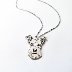 Mini Schnauzer Dog Sterling Silver Photo Necklace on Curb Chain