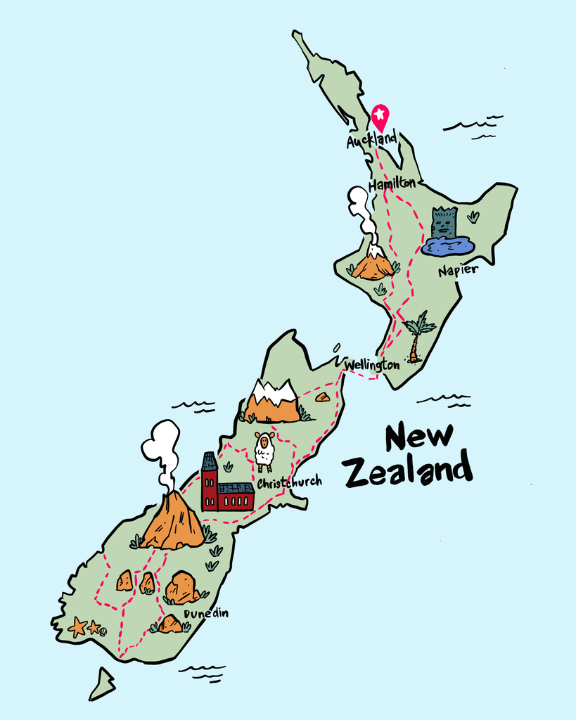 Road Trip Map of New Zealand