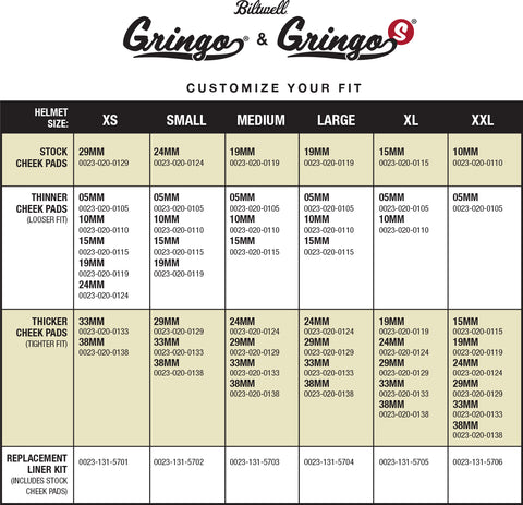 biltwell gringo size chart