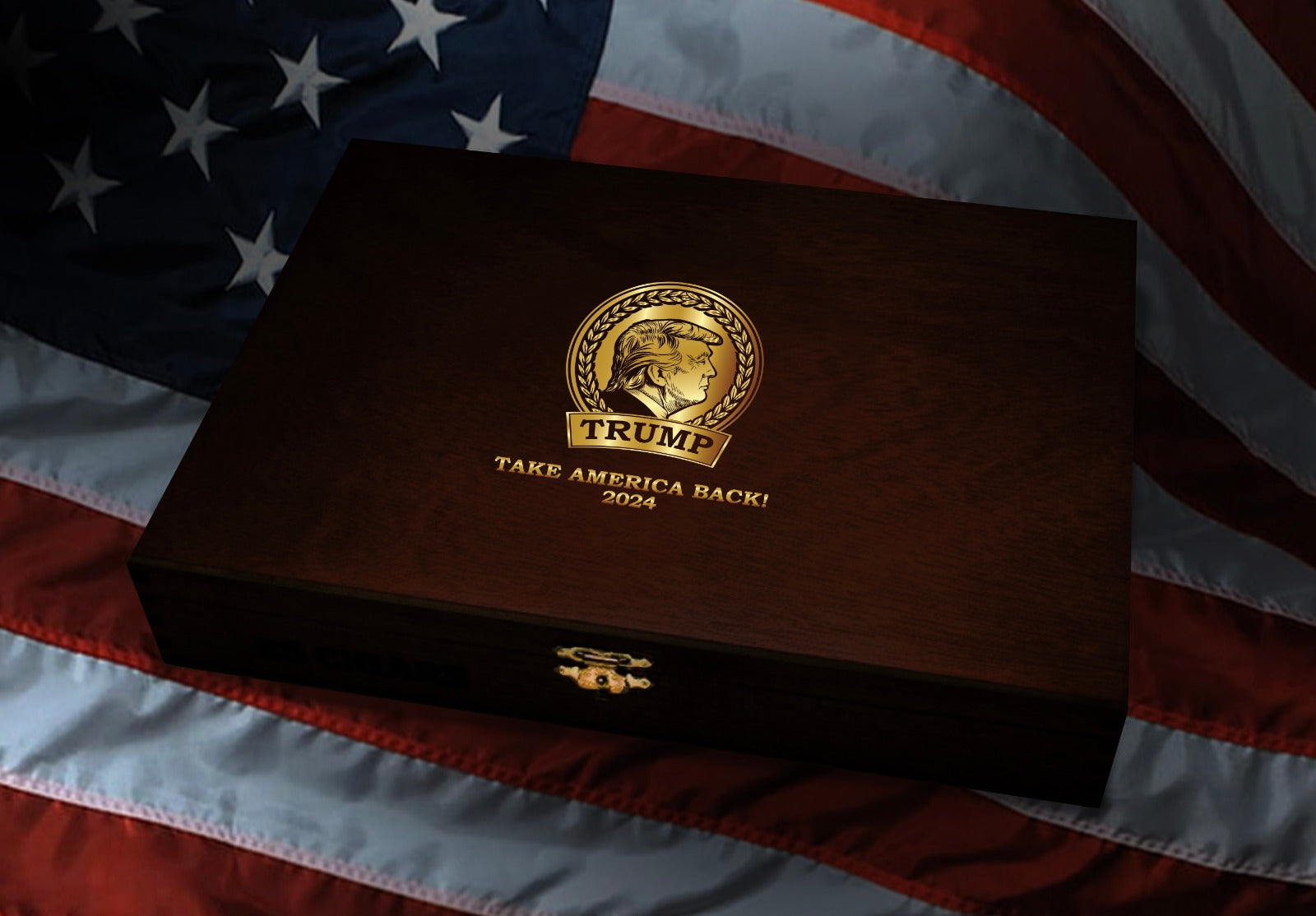 Trump 2024 Presidential Take America Back Cigars Box Of 20   Trump2024BoxFlag 