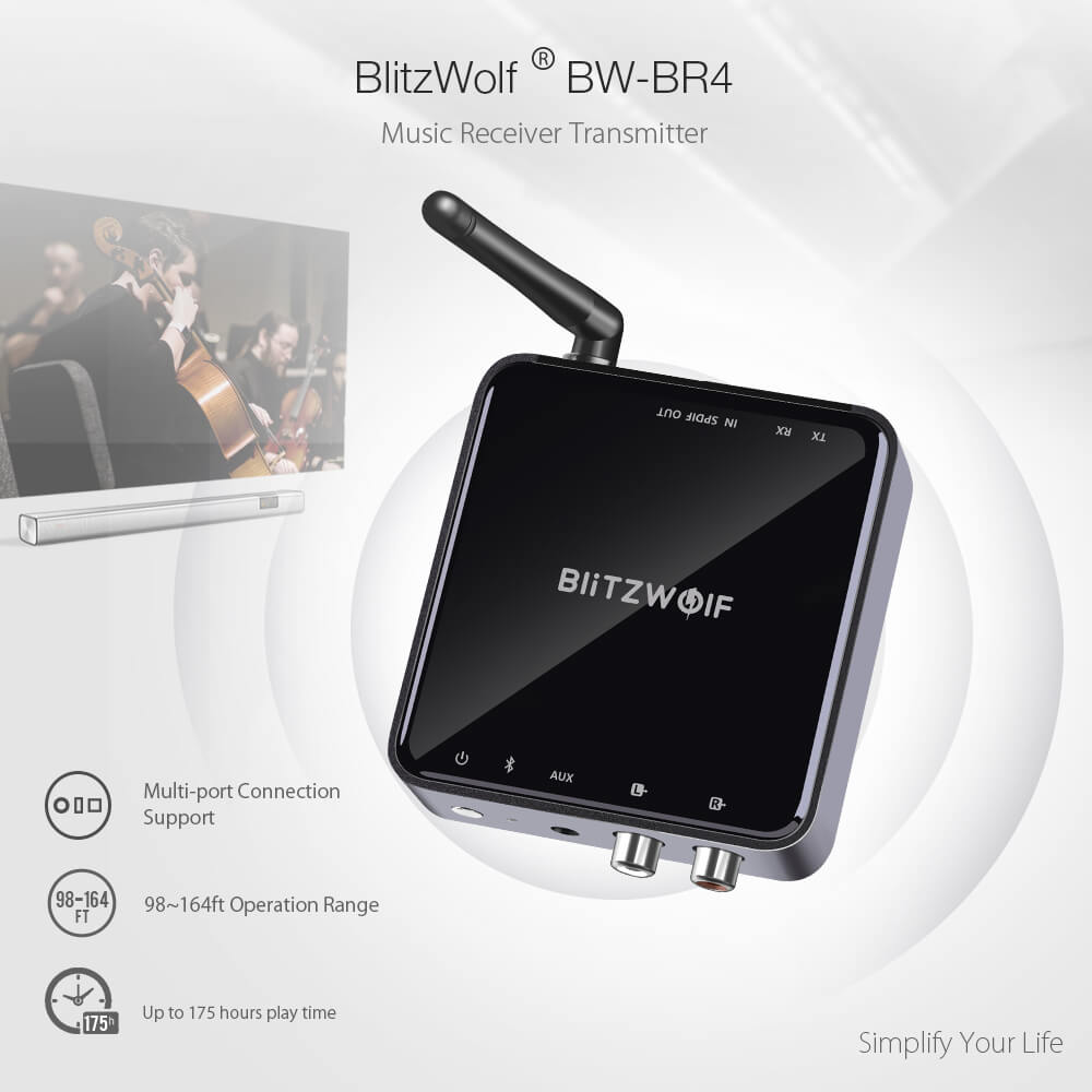 BlitzWolf Bluetooth Transmitter Receiver 2 in 1 Adapter Long Range 