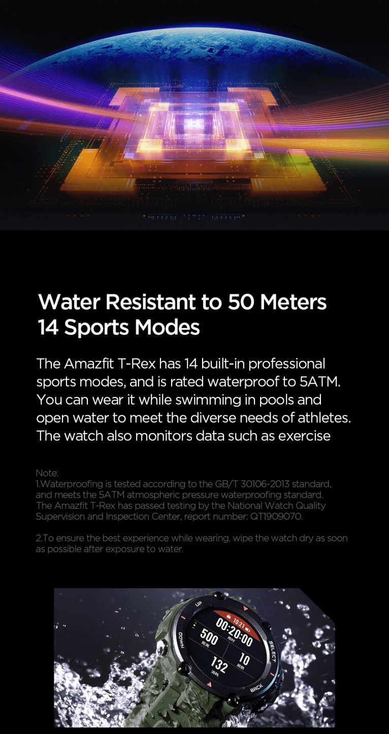 Water Resistant Smart Watch Amazfit T-Rex 2020 pepmyphone.com