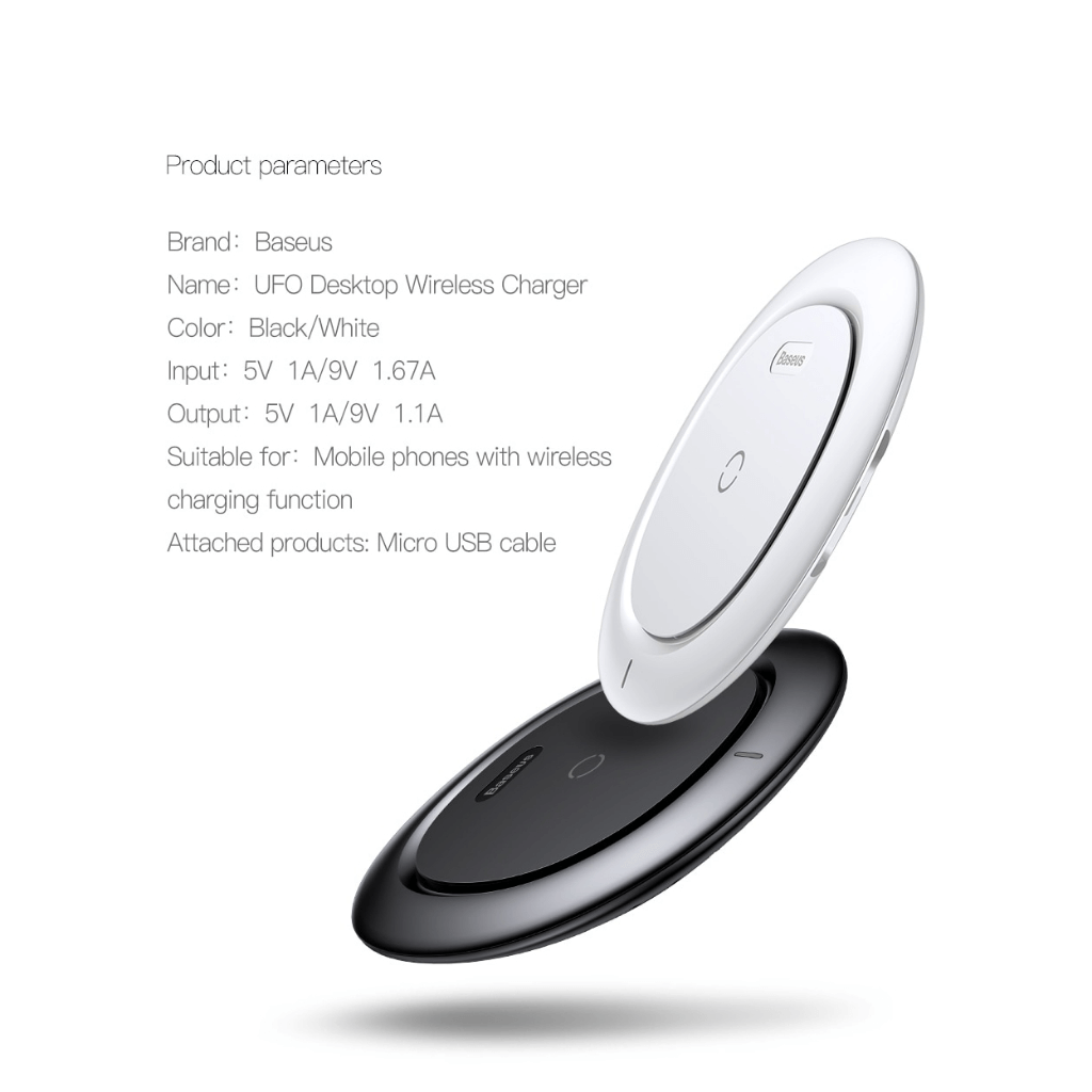 Baseus UFO Qi Standard Wireless Charger with cable Specifications 