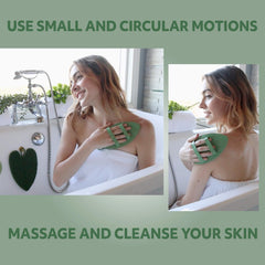 Body Silicone Scrubber showing how to use it to massage and cleanse your skin