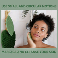 Daily Leaves of Life Facial Silicone Scrubber Showing the product in use