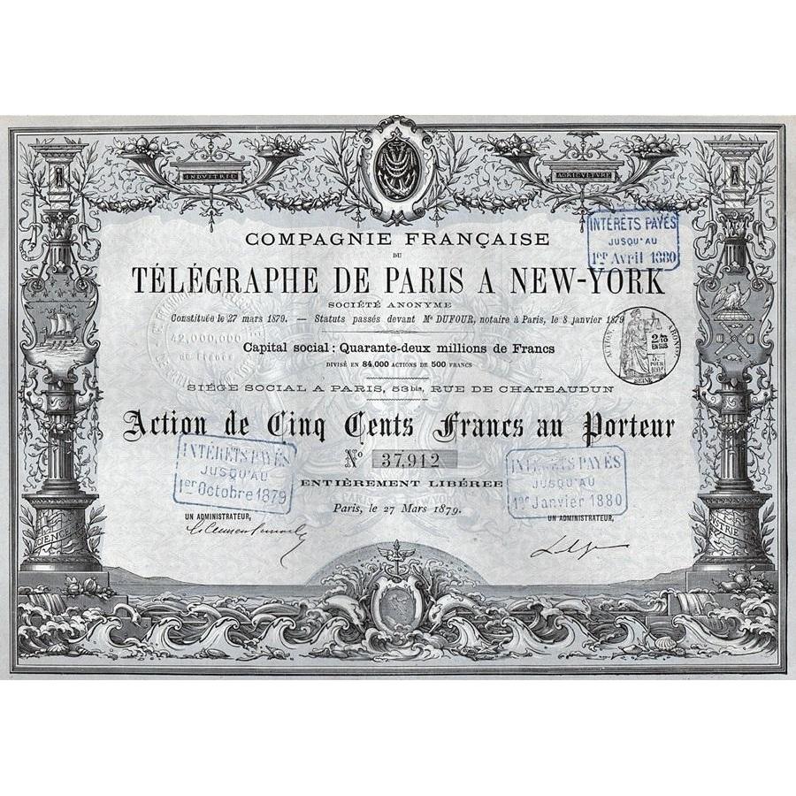 Compagnie Francaise Du Telegraphe De Paris A New York Societe Anonyme Artonpapers
