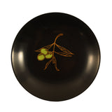 Vintage Couroc of Monterey Black Resin Round Olive Inlay Bowl