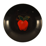 Vintage Black resin Red Apple Couroc of Monterey Round Bowl