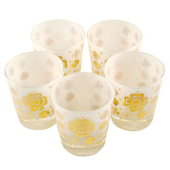 Vintage Fred Press Gold Clovers Rocks Glasses 