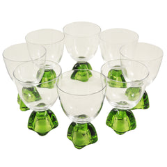 1950s Vintage Fostoria Crystal Green Capri Goblets