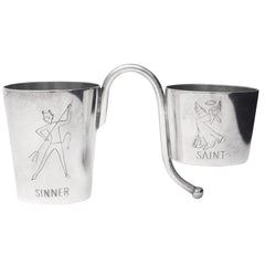 Vintage Silver Plate Napier Saint & Sinner Double Jigger | The Hour Barware | Christie's Lates