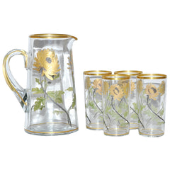 Vintage Gold Chrysanthemum Pitcher & Glasses Set | The Hour Shop