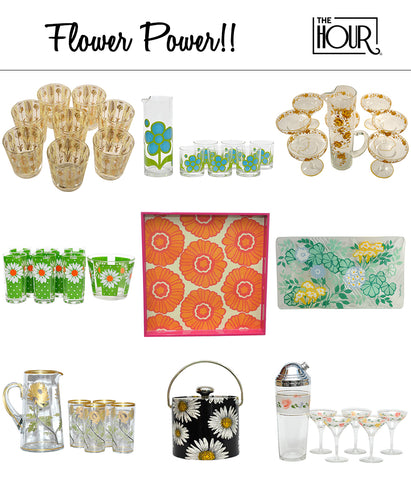 Flower Power Vintage & New Barware & Cocktail Glassware | The Hour Shop