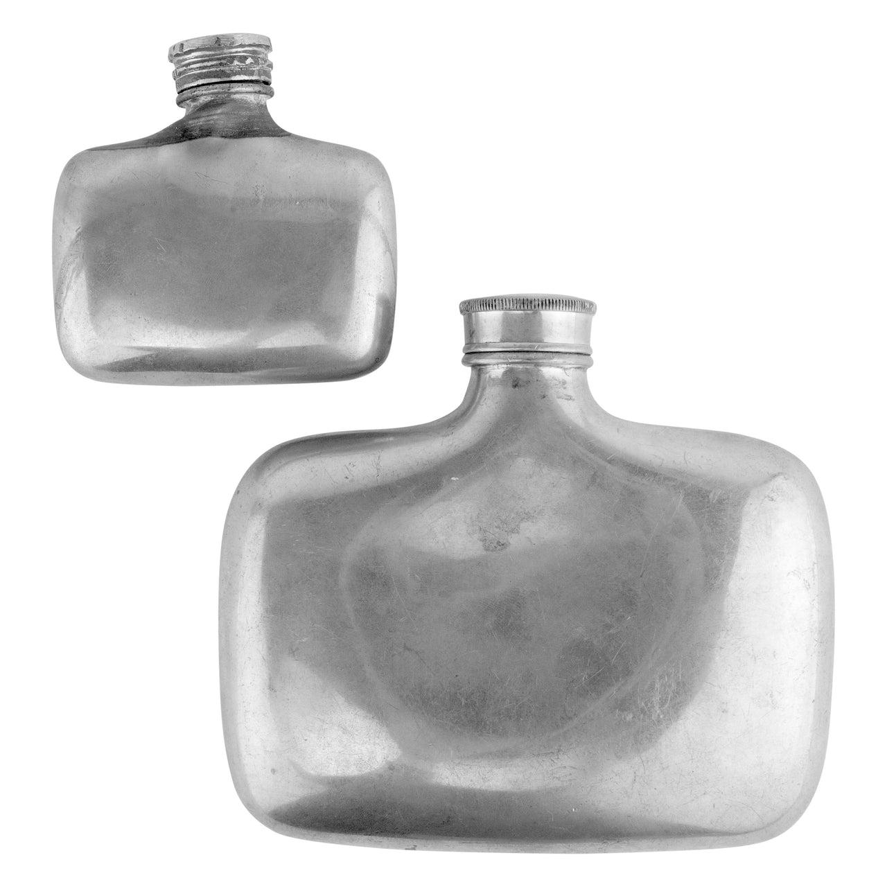 Prohibition Era Vintage Pewter Hip Flask Pair | The Hour Shop Barware