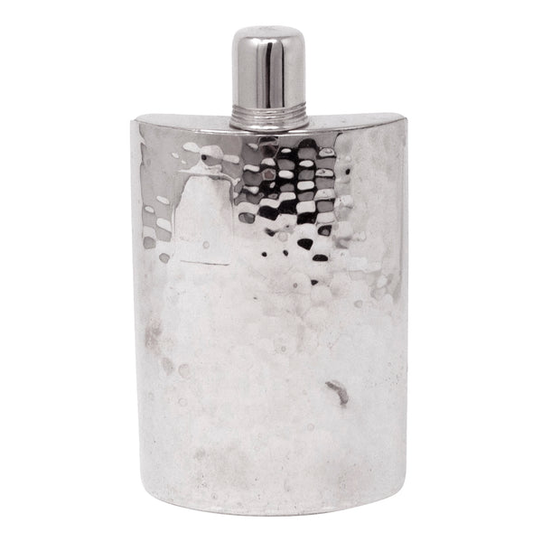 West German 1940s Vintage Hammered Chrome Plated Flask | The Hour Shop