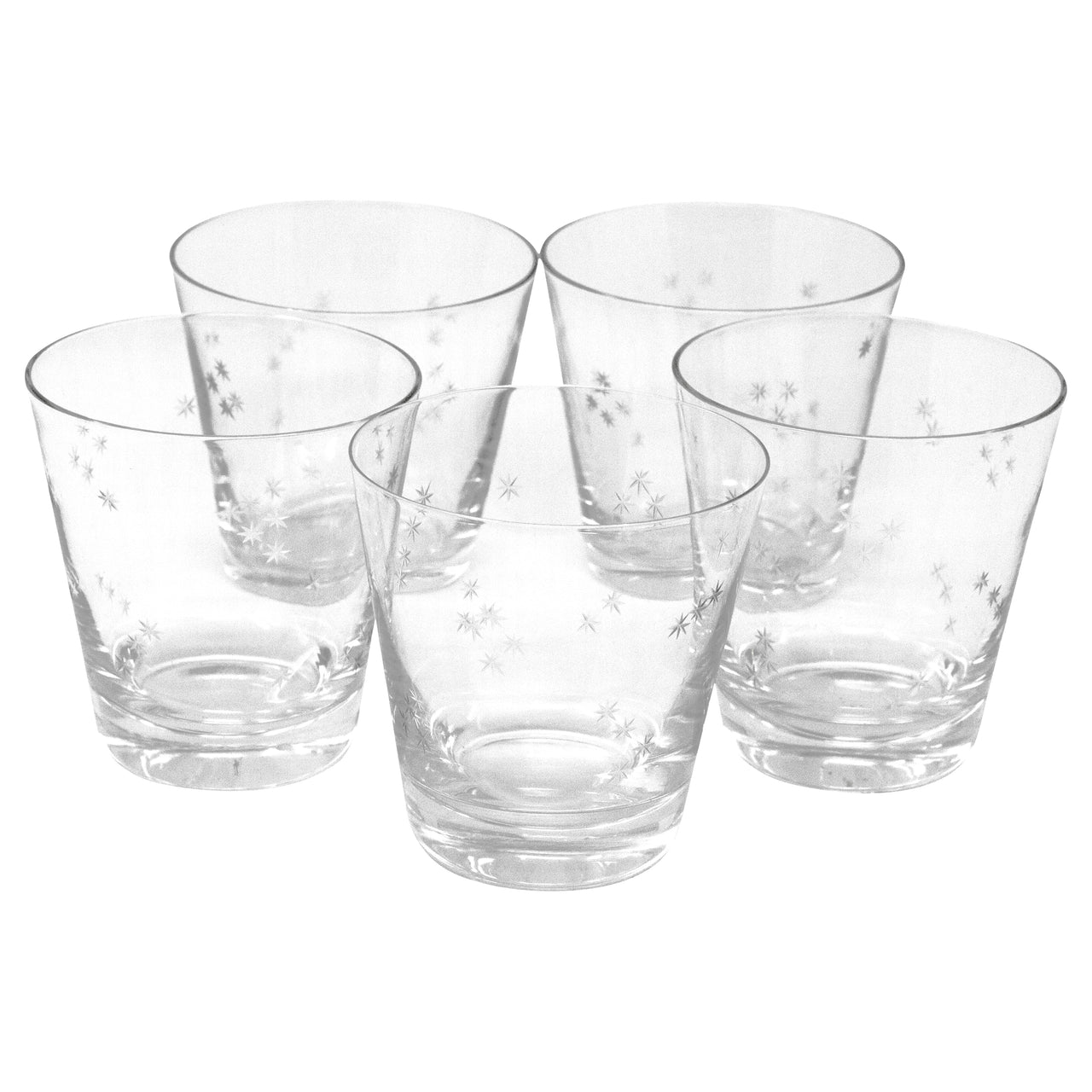 Vintage Mid Century Crystal Etched Star Rocks Glasses The Hour Shop