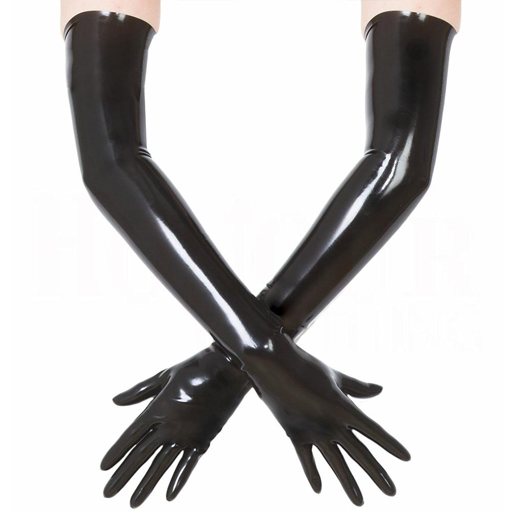 Sexy Latex Fetish Gloves Long Black Rubber Opera Gloves