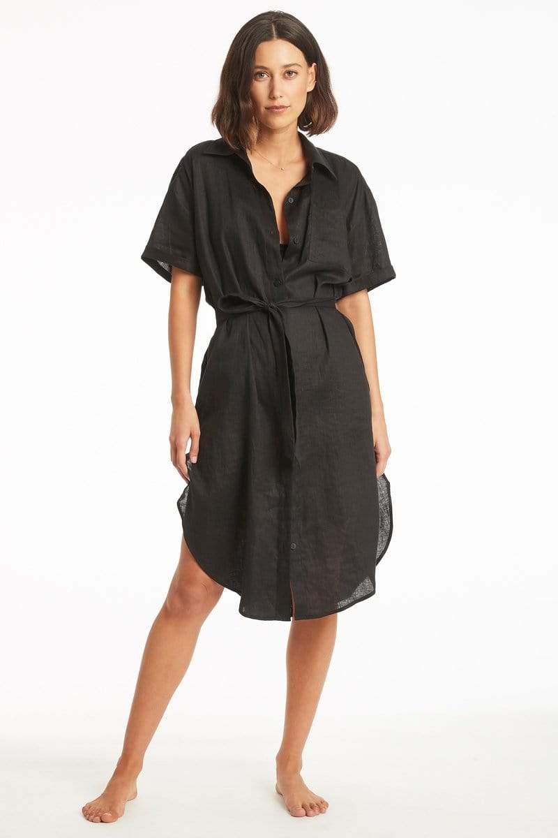 Resort Linen Wrap Cover Up Shirt - Sea Level Australia