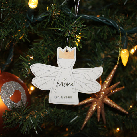 Angel Gift Tag hanging on a christmas tree