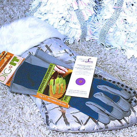 Christmas stocking with women's utility gloves