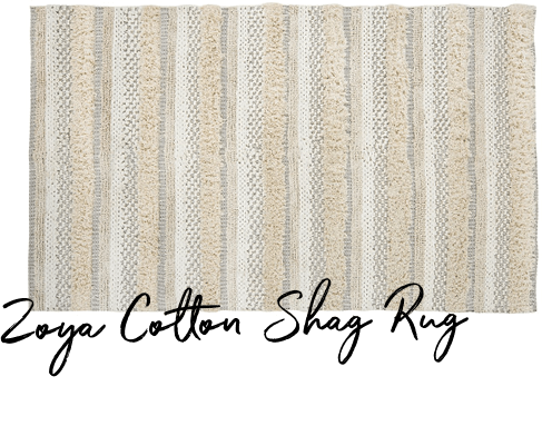 Miss Amara Zoya Tribal Ivory Shag Rug