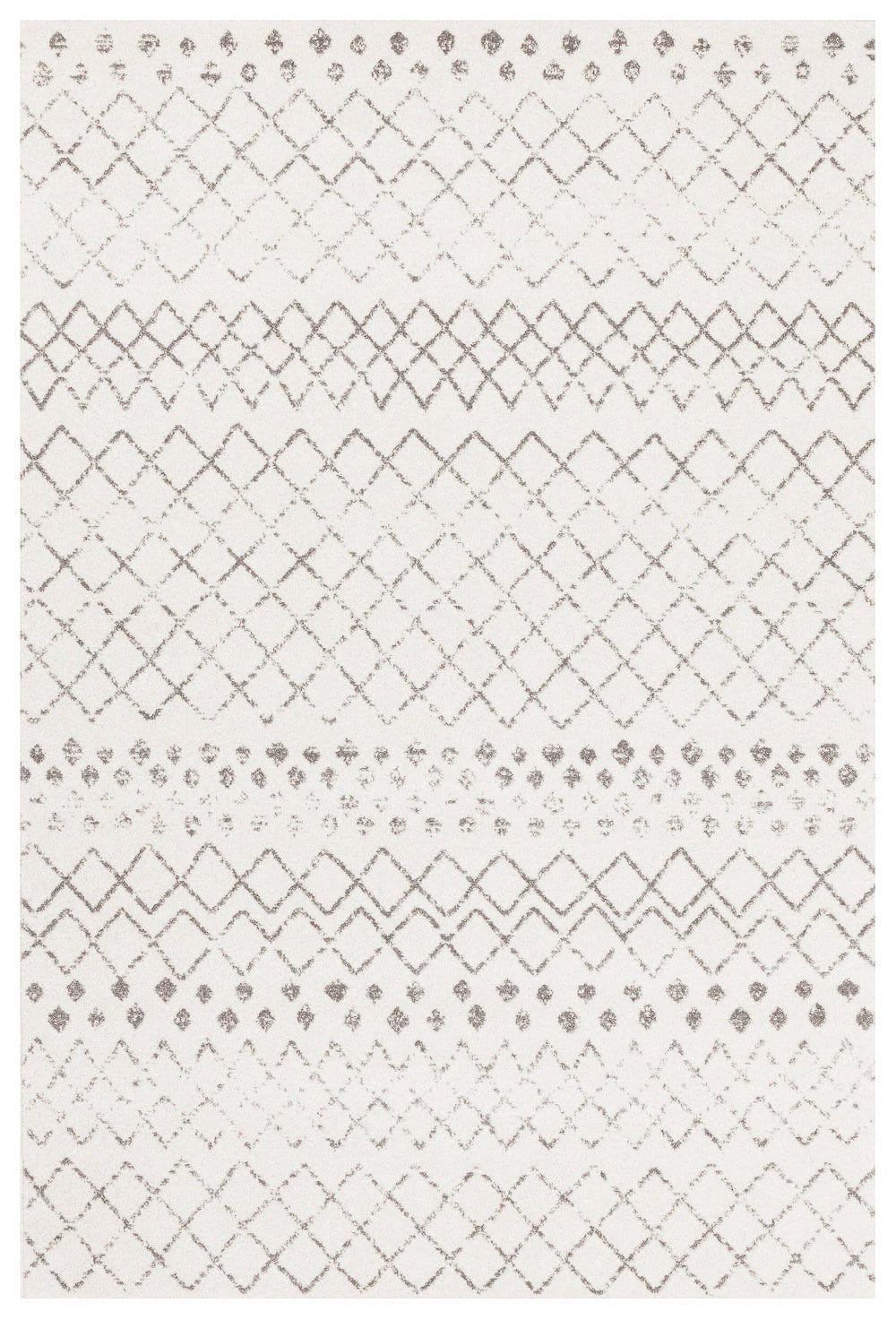 Toulon White Dark Grey Diamond Pattern Rug