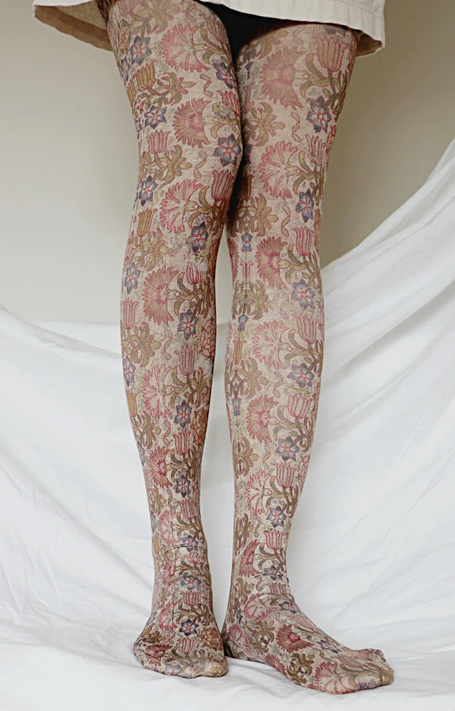 Rosa Flower Patterned Opaque Tights by Veneziana at Ireland's
