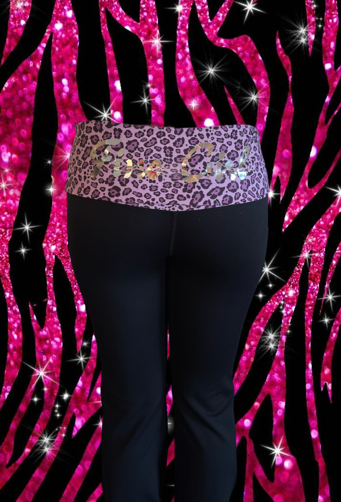 Victorias Secret Pink Leopard Print Yoga Pants Medium Fold Over 3M  Reflective