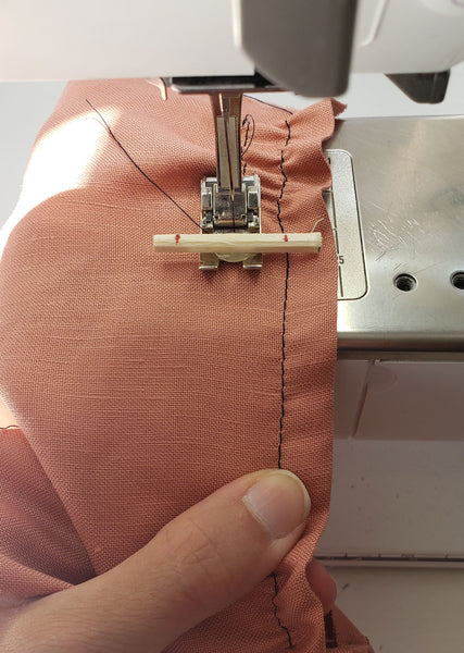 a second line of shirring is sewn alongside the first line