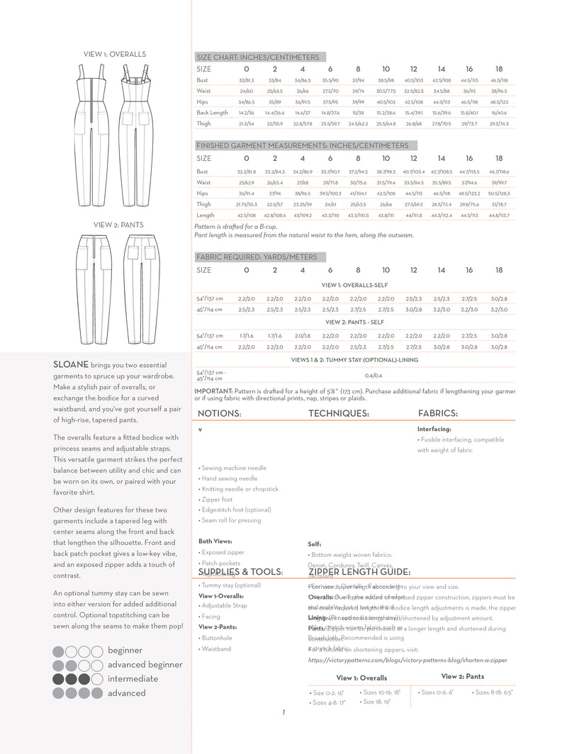 Sloane Overalls & Pants - PDF - Victory Patterns