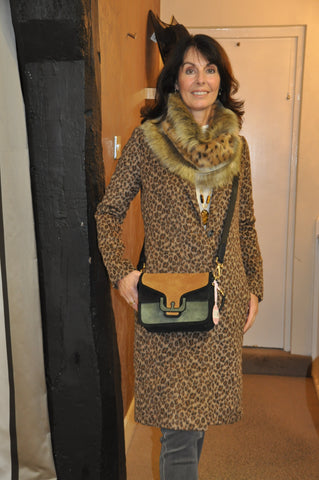 Autumn outfit accessories faux fur snood collar Coccinelle across body bag 