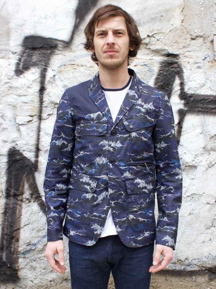 Barbour x White Mountaineering Navy Tempest Print Lapel Jacket