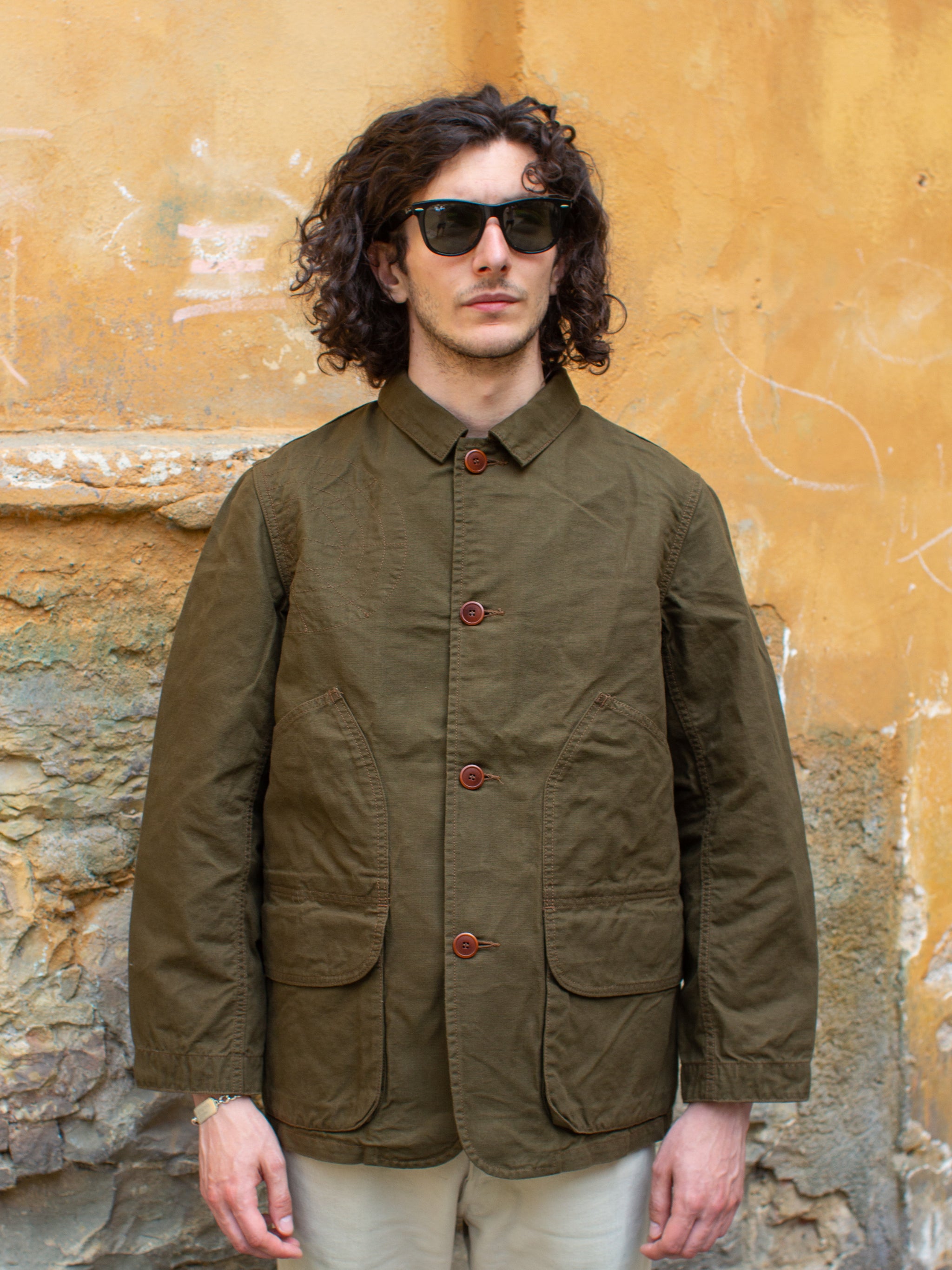 Black Sign 1950s Paraffin Duck Web Patch Hunting Jacket - Hide Green ( |  
