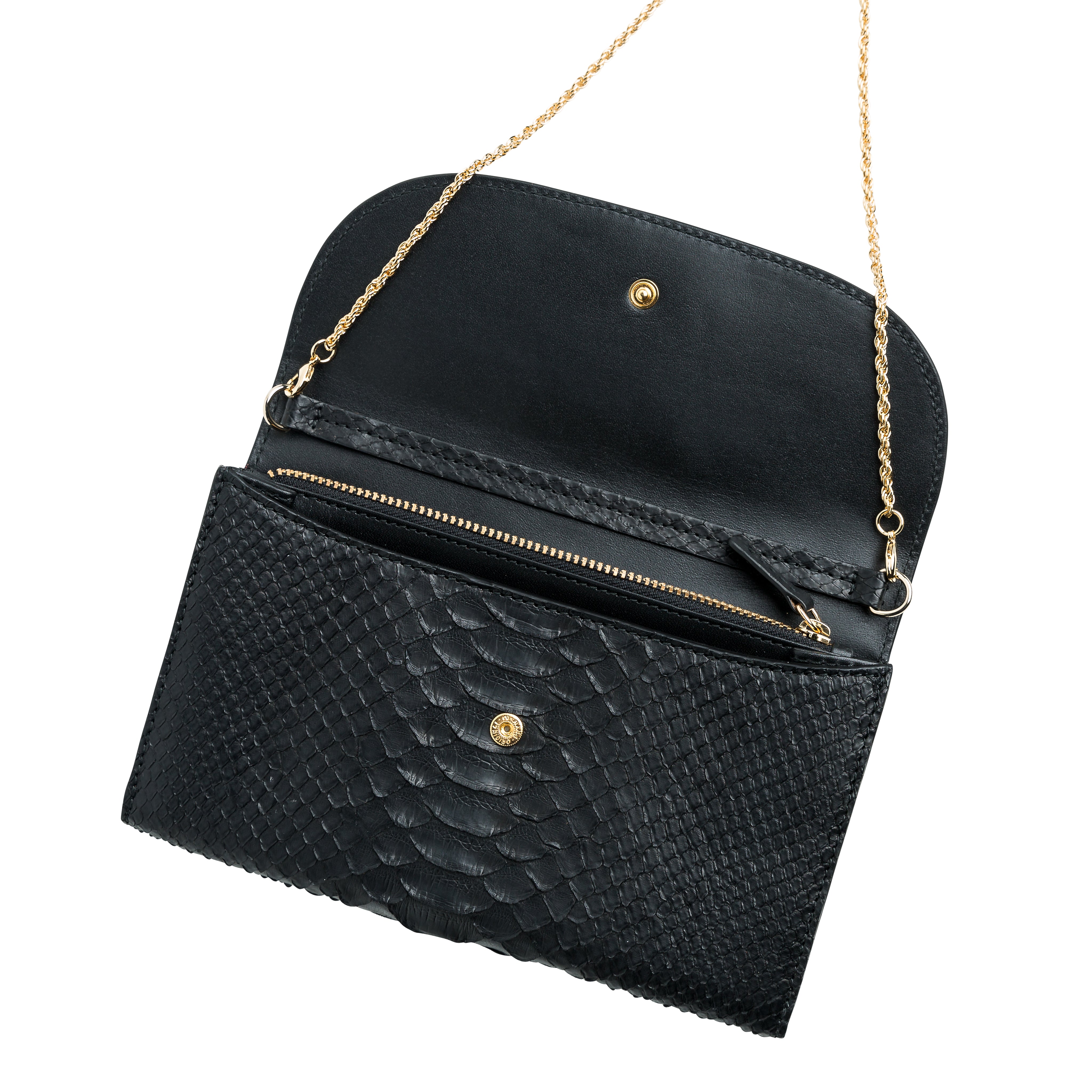 black purse with black chain