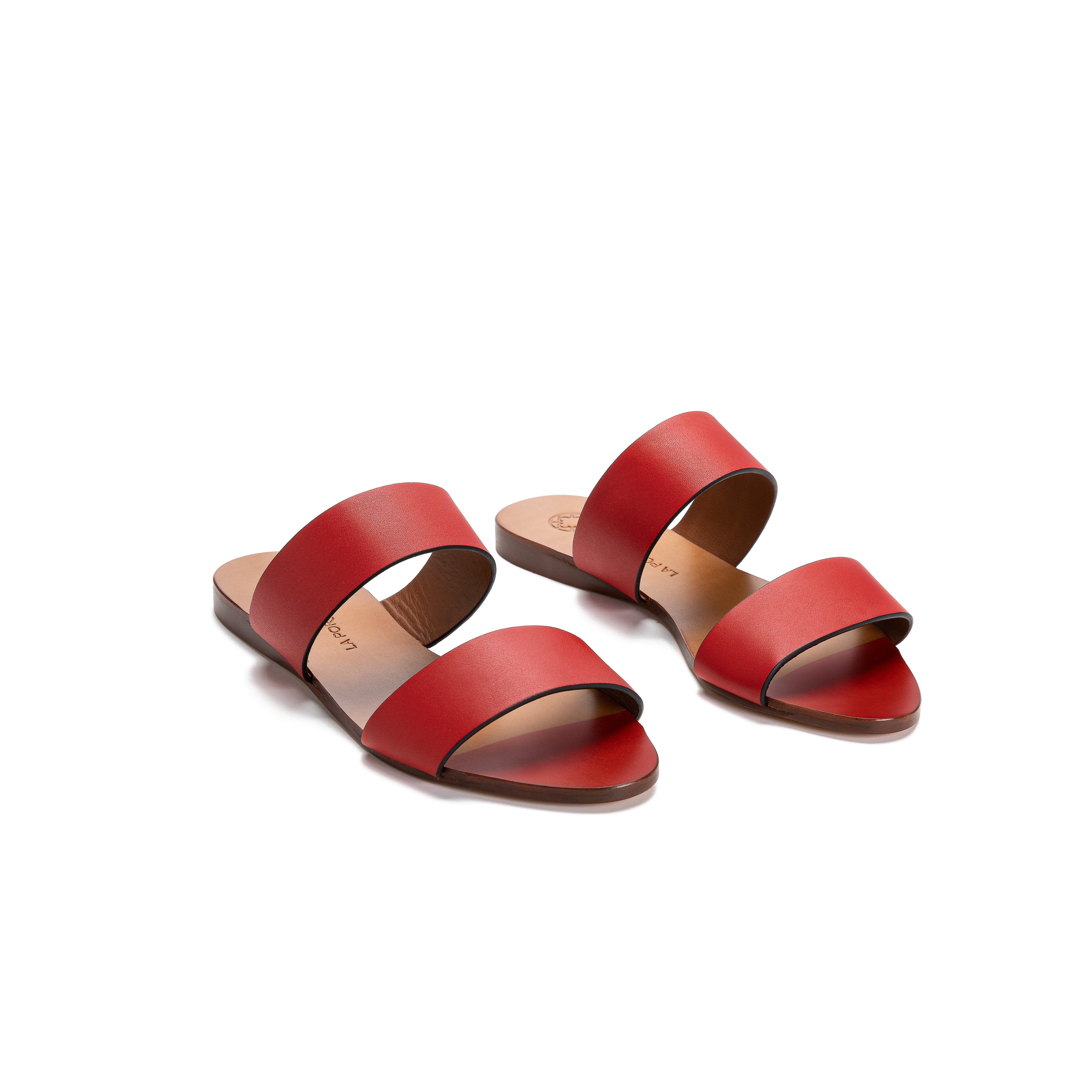 red leather sandals flat