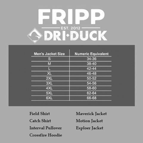 Dri Duck Size Chart