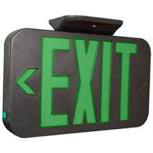 Green LED Exit Sign Black Housing - Universal Mount - Arrows – Exit ...