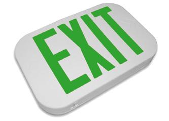 Exit Sign With Round Corners - Green Letters - Battery