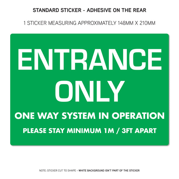 Exit Only / Entrance Only One Way System Sticker - 1m Or 2m